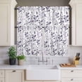 thumbnail image 4 of 3 Piece Kitchen Curtains and Valances Set Purple Grey Botanical Cafe Curtains 36 Inch Length Watercolor Spring Floral Summer Leaf Valance & Tier Curtain for Living Room Bedroom 54"x18"+27"x36"*2, 4 of 6