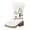 White, variant on Snow Boots for Women Xmas Tree Embroidery Casual Suede Plush Mid Calf Lug Sole Stacked Heel Long Boots Winter Holiday Christmas Dress Booties