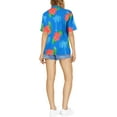 thumbnail image 2 of HAPPY BAY Women's Button Down Blouses Floral Beach Party Blouse Shirt Summer Short Sleeve Tropical Vacation Casual Dress Tee Hawaiian Shirts for Women S Hibiscus Palm, Blue, 2 of 5