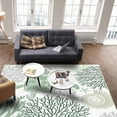 thumbnail image 4 of Area Rugs Indoor Non-Slip Rectangle Rug 5x7 Ft Summer Sage Green Coastal Ocean Sea Turtle Coral Seashell Rug Rubber Backing Floor Mats Non Shedding Home Decor Carpet for Entryway Living Room, 4 of 8