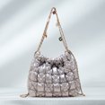 thumbnail image 1 of Bolso de mano de nube para mujer Bolso de mano de PU de color sólido Bolso casuales (Plata), 1 of 8
