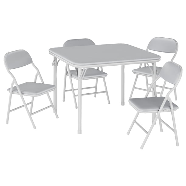 Mesa y sillas plegables para niños con tapicería de cuerina y estructura metálica duradera, set de actividades infantil multiusos portátil para comer, manualidades o aprender, ahorra espacio