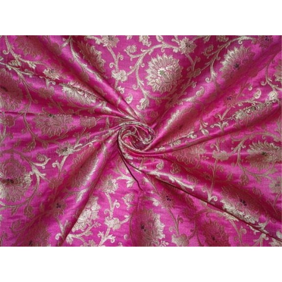 Heavy Silk Brocade Fabric Hot Pink X Metallic Gold Color 36" wide BRO511[4]