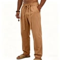 thumbnail image 2 of Men's 100 Percent Linen Drawstring Pants Casual Relaxed Fit Breathable Lightweight Summer Trousers with Pockets All Season Wear, 2 of 9