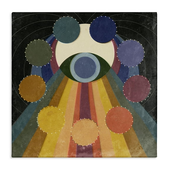 Stupell Industries Eye with Circles Pattern Abstract Painting Wrapped Canvas Art Print Wall Art, 17 x 17