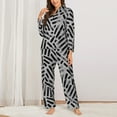 thumbnail image 3 of Disketp Pajamas Set Long Sleeve Sleepwear Womens Button Down Nightwear Pj Sets-Weave Geometric, 3 of 9