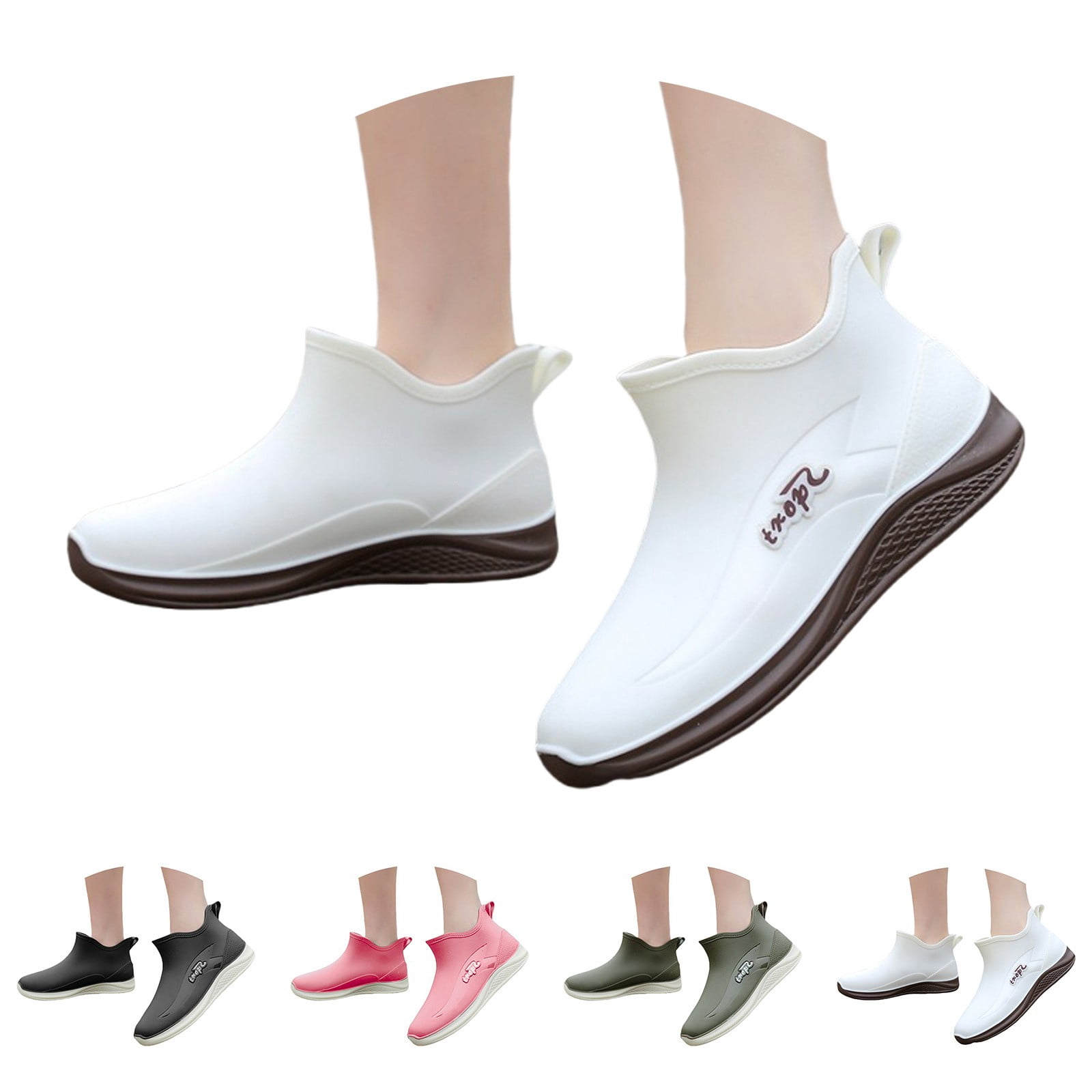 XIMIN Women Rain Boots Ankle Rain Shoes Anti-Slipping Waterproof Rainboots with Comfortable Lightweight Garden Rubber Rain Boot Outdoor Work Shoes Fishing Deck Boots
