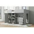 thumbnail image 4 of Full Size Wooden Loft Bed with Built-in Wardrobe, Desk, Storage Shelves & Drawers - Grey, 4 of 9