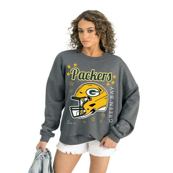 Women's Gameday Couture Gray Green Bay Packers Ready to Rumble Premium Fleece Pullover Sweatshirt