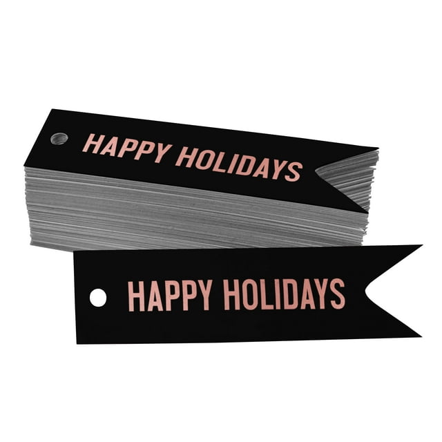 Inkdotpot Rose Gold Foil Paper Hang Tags Happy Holiday Favor Tags 100 Pieces