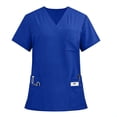 thumbnail image 6 of Busydd Scrub Sets for Woman V Neck Short Sleeve Scrub Top and Drawstring Pants Two Piece Work Sets Casual Solid Color Uniform Scrubs XL, 6 of 7