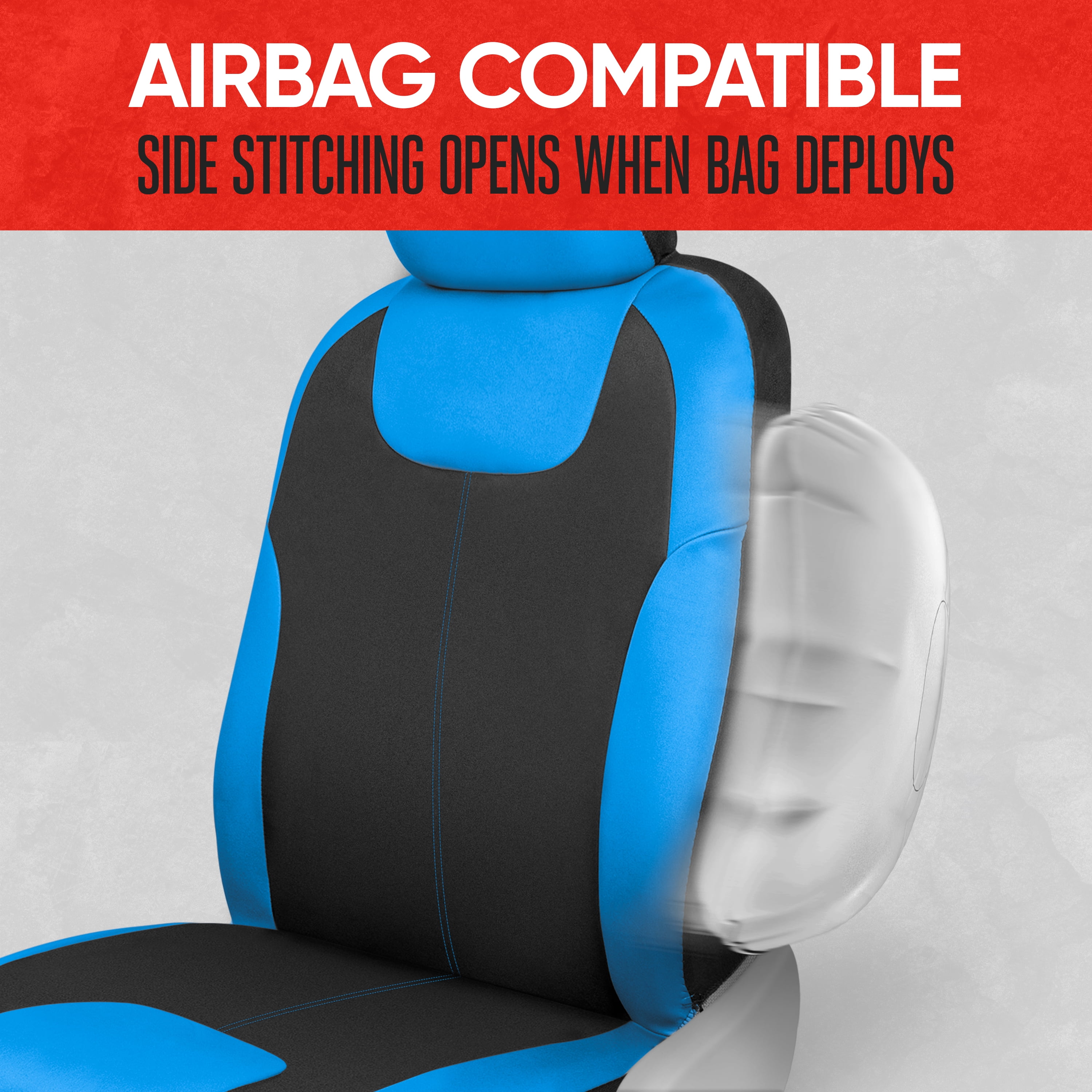 Motor Trend Blue/Black Waterproof Seat Covers for Front Seats – Premium Neoprene Blue Seat Covers, Car Seat Protectors with Removable Headrest, Interior Covers for Auto Truck Van SUV
