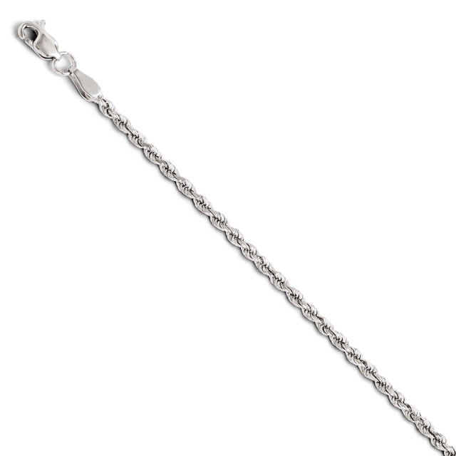 14k White Gold 2mm Rope Chain Anklet Ankle Bracelet