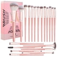 thumbnail image 1 of Brochas de maquillaje MAANGE de fibra sintética, 20 unidades, con caja de regalo, color rosa, 1 of 9