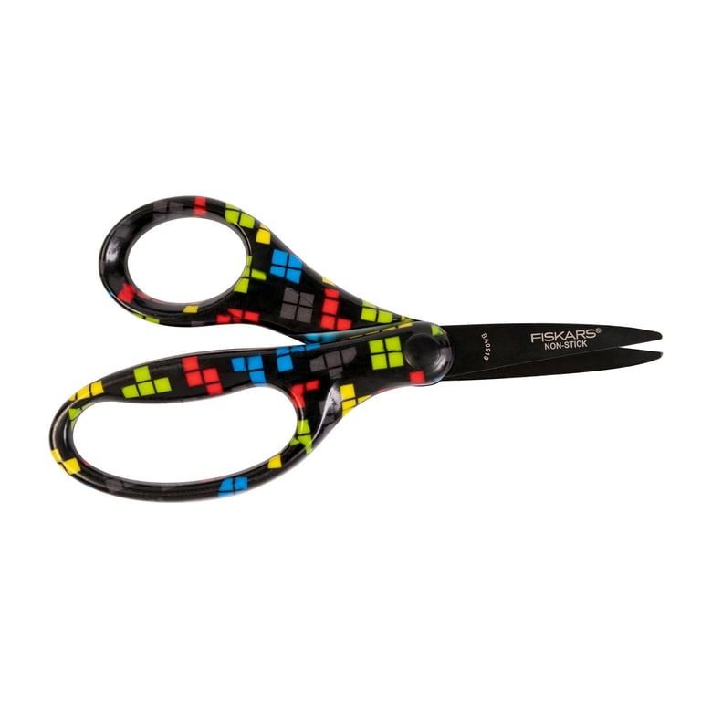 Fiskars Designer Non-stick Pointed-tip Kids Scissors 5 in - Tetris