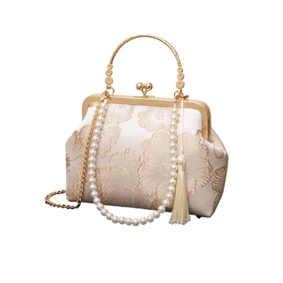 Embroidered Wealthy Flowers Handbag Vintage Buckle Satchel Evening Hand Bag for Women/Girls Valentine's Day Mother's Day Gifts