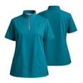 thumbnail image 2 of Women's Stand Collar Scrub Top with Zipper Front – Soft Stretch Breathable Fabric with Multiple Pockets Turquoise 4XL, 2 of 5