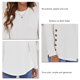 thumbnail image 5 of Blusa de algodón blanca de manga larga, corte holgado, cuello redondo, color puro, detalle de botones, talla L, 5 of 6