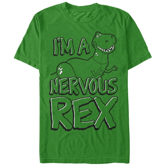 Men's Toy Story Nervous Rex  Graphic Tee Kelly Green 2X Large