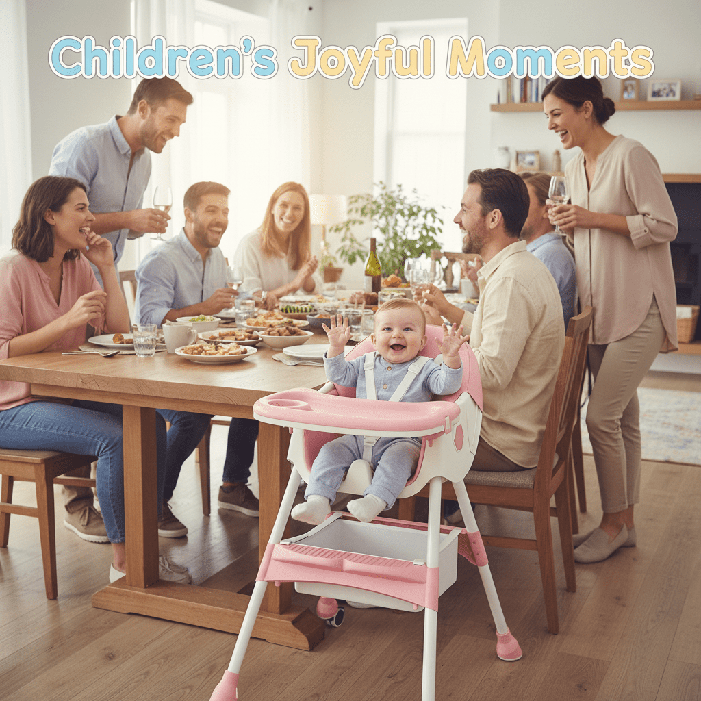 ManyFun 4 in 1 Baby High Chair Portable Toddler Baby Dining Chairs-Dining Booster Seat for Eating-Dinner Plate and Toy Rack,Pink