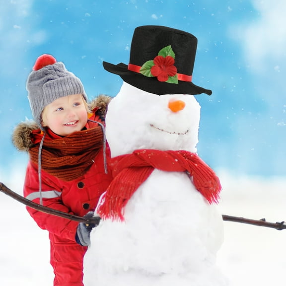 OUNONA Assorted Color Polyester Snowman Hat and Scarf Set for Christmas Holiday Decoration
