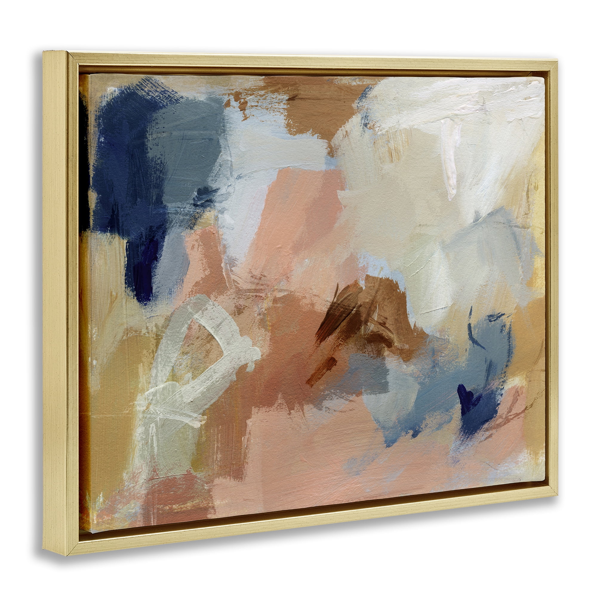 Stupell Industries Rustic Neutrals Painting Abstract Painting Gold Floater Framed Canvas Art Print Wall Art, 31 x 25