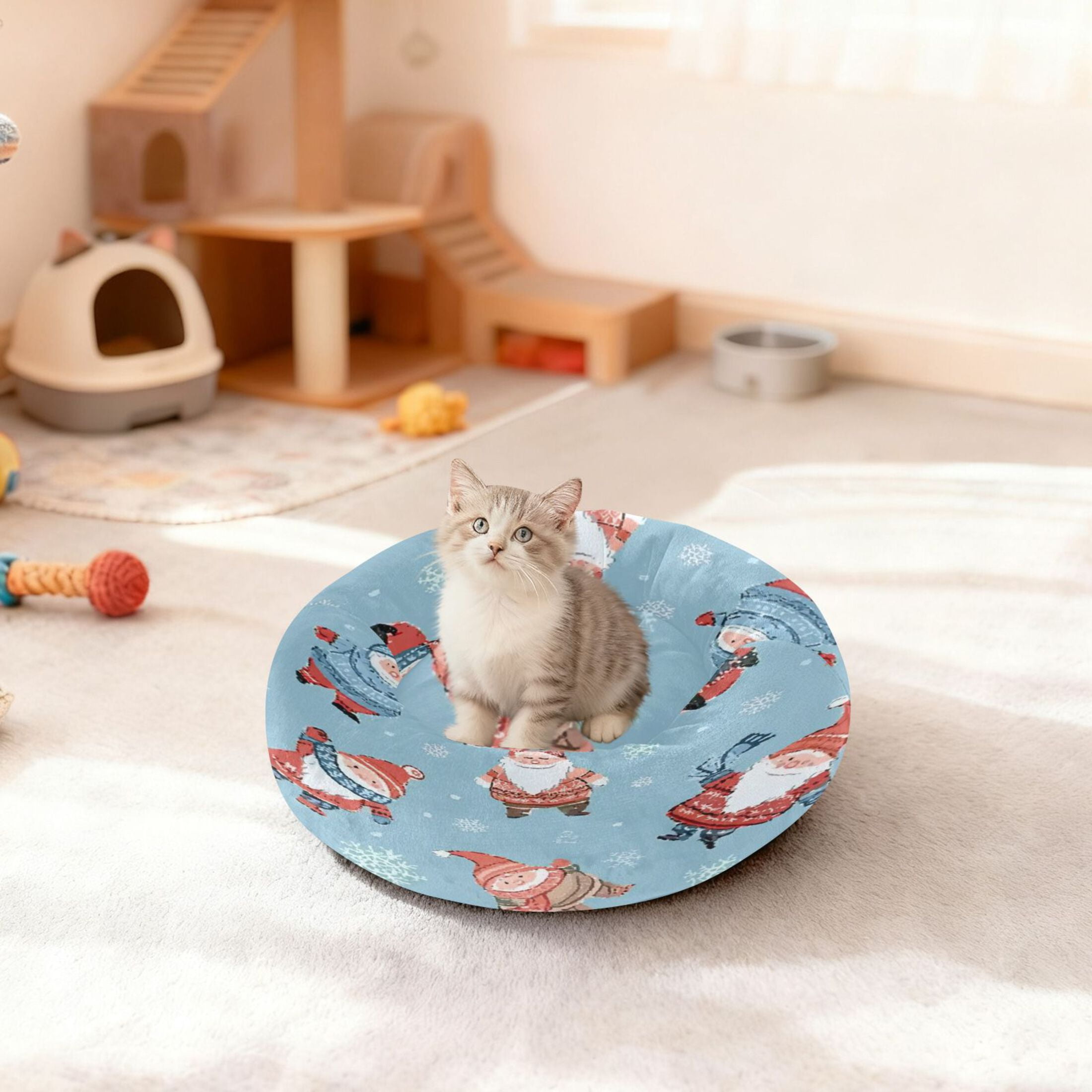 Iauyy Pet Couch Donut Cat Bed for Indoor Cats/Small Dogs Washable & Machine with Non-slip Bottom Calming Cat Furniture, Fantasy-style Hat (XS)