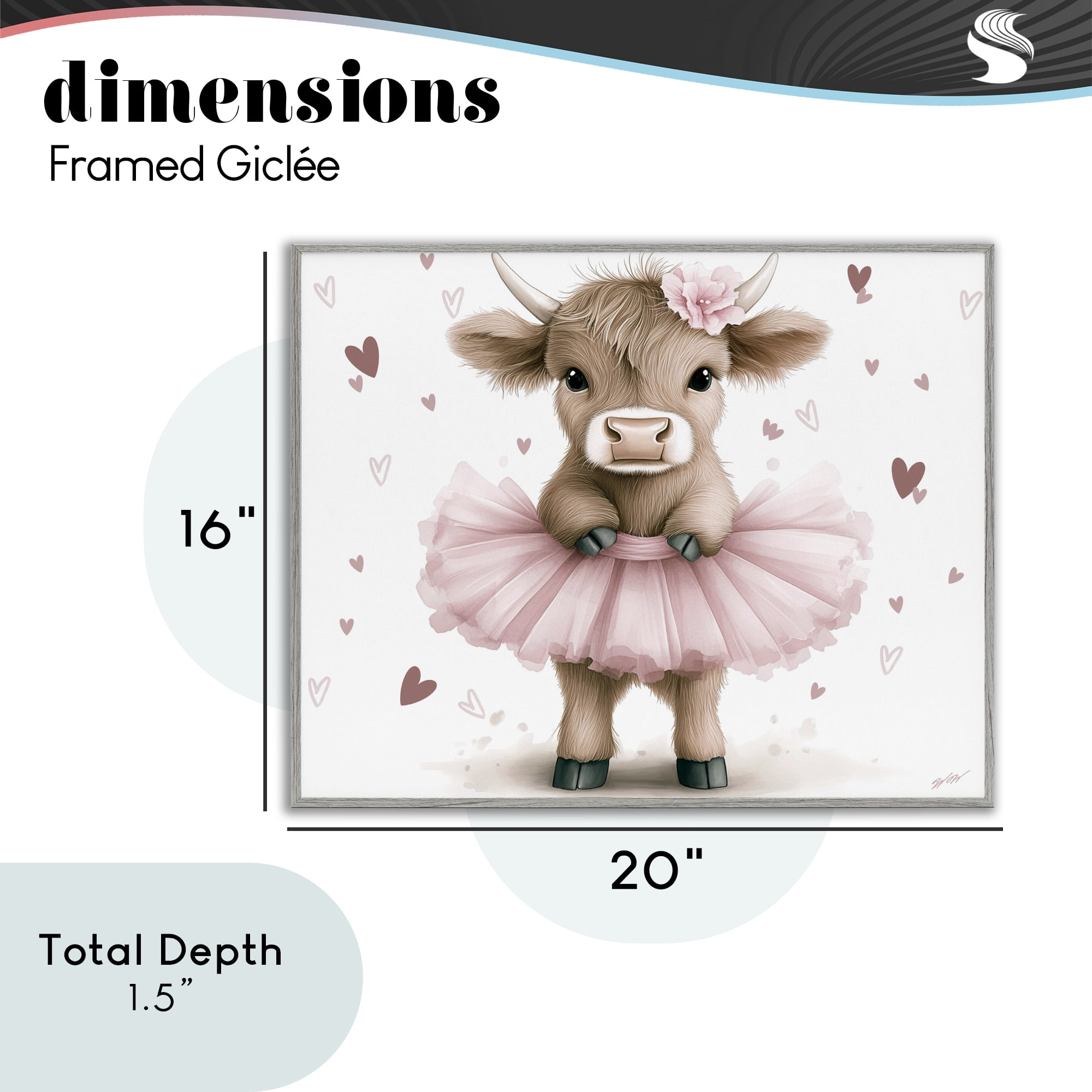 Stupell Industries Baby Calf with Tutu Gray Framed Giclee Art, design by Whimsical Wonders
