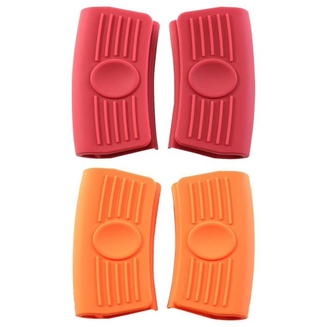2 pares de mangos de silicona resistentes al calor, fundas aisladas a prueba de quemaduras, herramientas de cubierta para sartenes calientes