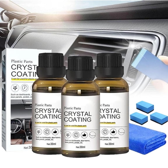 Kumdkd Crystal Coating for car,Plastic Restorer, Plastic Parts Crystal Coating,Plastic Parts Crystal Coating for Car,Easy to Use Car Refresher, Great Gloss Protection (3PCS)
