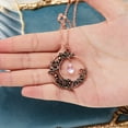 thumbnail image 3 of Vintage Bohemian Red Copper-Color Alloy Hollow Out Wrap Around Moon Pendant Necklace for Women - Intricate Wave Design with Synthetic Synthetic Zirconia & Moonstone, 3 of 5