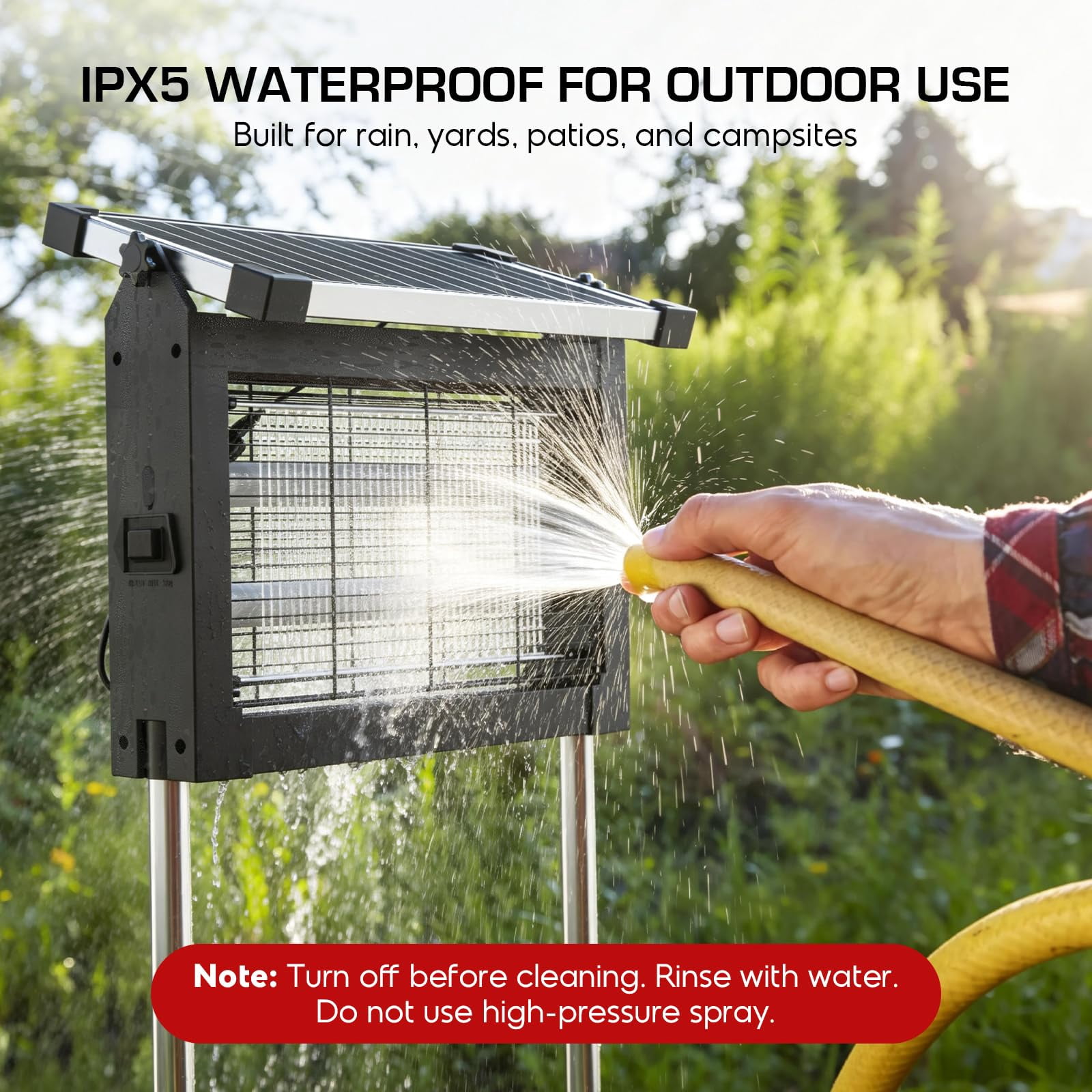 Solar Zapper Outdoor Waterproof  4500v High Power Cordless Mosquito With Smart Light Sensor Dual & Usb Rechargeable Insect Killer For Patio Garden Backyard Indoor Use