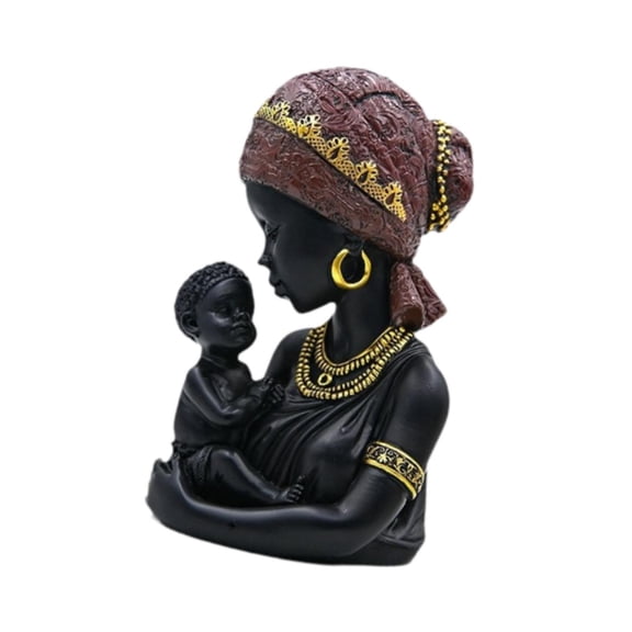 African Art Figurine Resin Sculpture Handcrafted Tribal Detailing for Living Room Bookcase Office Decor
