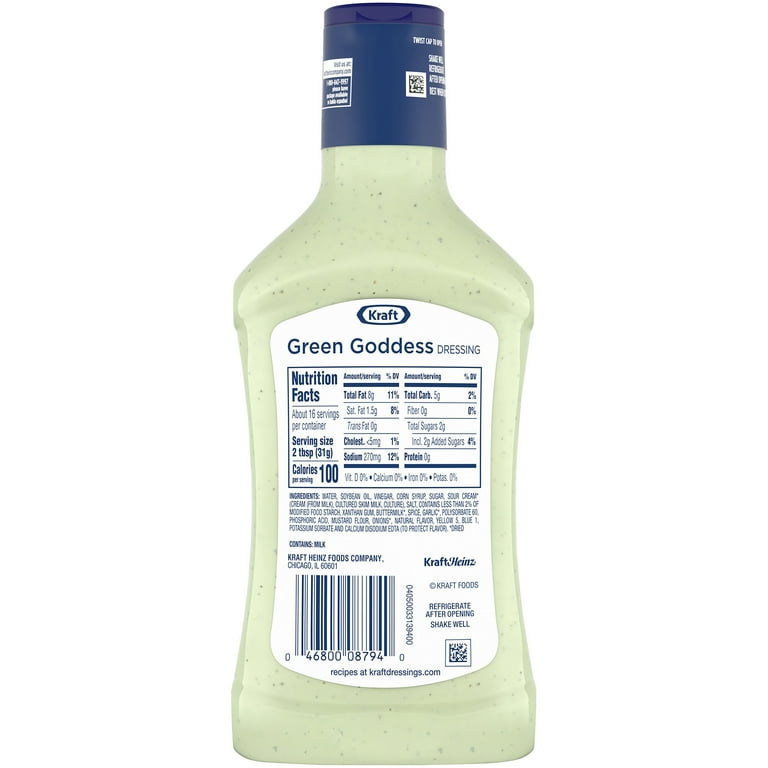 Kraft Green Goddess Salad Dressing, 16 fl oz Bottle