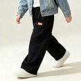 thumbnail image 5 of WAVSUF Boys Sweatpants Side Pockets Straight Leg Elastic Waist Fall Sports Casual Pants Black 7-8, 5 of 6