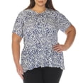 thumbnail image 1 of White Mark Blouse à Manches Courtes Imprimée à Col Noué, Grande Taille pour Femmes, 1X-3X, 1 of 6