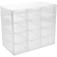 thumbnail image 4 of Caja de almacenamiento organizadora de escritorio de rejilla múltiple con caja de almacenamiento de cosméticos con soporte de cajones extraíbles, 4 of 6