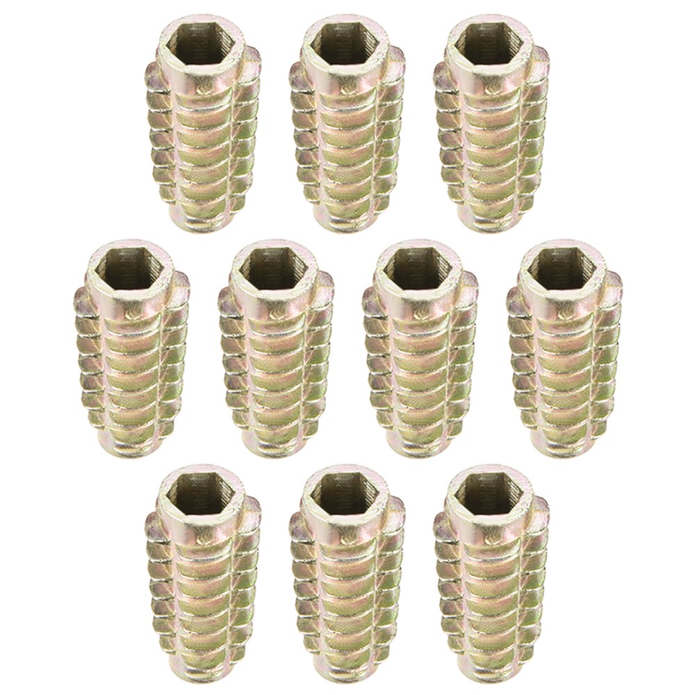 Threaded Insert Nuts Zinc Alloy HexFlush M6 Internal Threads 25mm Length 10pcs