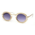 thumbnail image 2 of Oval Art Deco Geometric Design Metal Rim Retro Sunglasses Gold - Purple, 2 of 4
