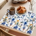 thumbnail image 3 of Flowers Placemats Set of 6, Hand-Painted Watercolor Blue Yellow Floral Leaf Non-Slip Place Mats Washable Table Mats for Kitchen Dining Table Decorations Indoor/Outdoor, 3 of 9