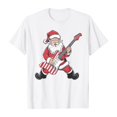 thumbnail image 2 of Christmas Tshirts Women Short Sleeve Casual Crewneck Funny Santa Claus Playing The Guitar Graphic Tee Shirt Holiday Tops, 2 of 3