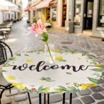 thumbnail image 6 of Lemon Farmhouse Round Tablecloth for 36-44 Inch Tables,Fitted Table Cover with Elastic Edge,Summer Fruit Botanical Beige Burlap Waterproof Outdoor Table Cloth Protector for Patio Garden Dinner Picnic, 6 of 9