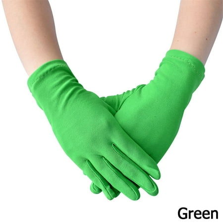 

Women Sunscreen Breathable Milk Silk Driving Gloves Work Gloves Serving Waiters Mittens Household Gloves GREEN