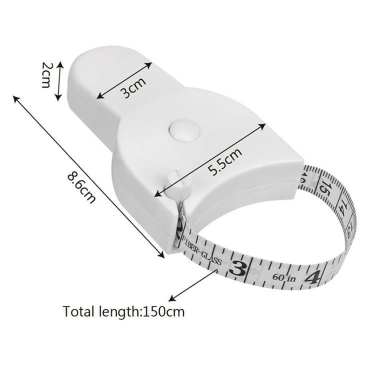 GetUSCart- Tape Measure Body Measuring Tape 60inch (150cm), Lock Pin & Push  Button Retract, Ergonomic Design, Durable Measuring Tapes for Body  Measurement & Weight Loss, Accurate Sewing Tape Measure, Black+White