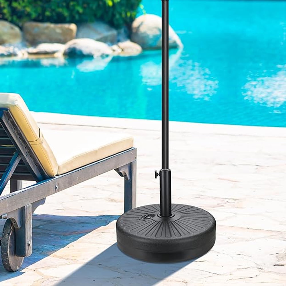 Abble 80 lbs Patio Umbrella Base Heavy Duty HDPE Circular Water and Sand Fillable Umbrella Stand for Yard Garden Poolside 20" Round in Black