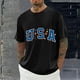 thumbnail image 1 of Tops para hombre, blusas y camisas de cuello redondo y manga corta para hombre, blusas casuales de moda con cuello redondo y estampado para hombre, blusas de poliéster para hombre., 1 of 5