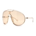 thumbnail image 4 of Super Oversized Curved Top Shield Racer Plastic Fashion Sunglasses Beige, 4 of 8