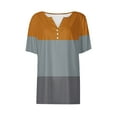 thumbnail image 4 of Cagogo Women Summer Tops T Shirt Under $10 Casual Short Sleeve Tunic Tops Color Block Button V Neck Business Work Tshirts Valentines Day Gifts, 4 of 5