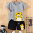 thumbnail image 2 of Shadoumai Toddler Boy Clothes Set Train Dinosaur Crew Neck Short Sleeve T-Shirt & Shorts Set Loose Fit Summer 2pc Children's Suit Toddler To Big Kid, 2 of 3