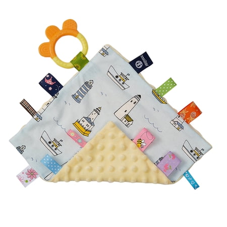 Appease Towel Comfortable Soothing Blanket with Colorful Tags Silicone Teether Cute Patterns Soft Comforter Hand Plush Towel for Infants Toddlers